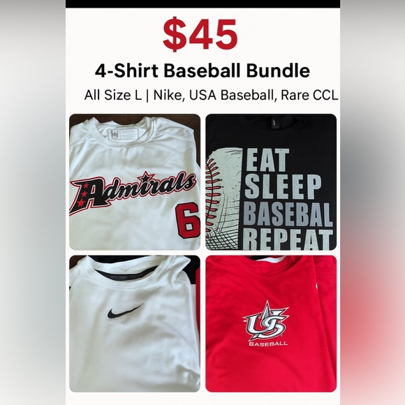 Nike Other - 4-Shirt Baseball Bundle (Nike, USA Baseball, Rare CCL)